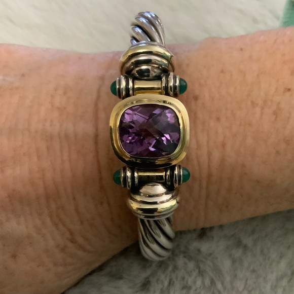 David Yurman Elegant Silver and Gold Bracelet with Purple Gemstone. 14k jade - Picture 8 of 16